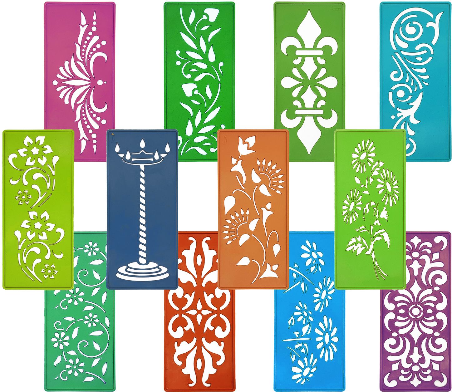 ascension Set of 12 Different Rangoli Making Stencils Multi Designs Border Stencils Rangoli Stencil-picture-24