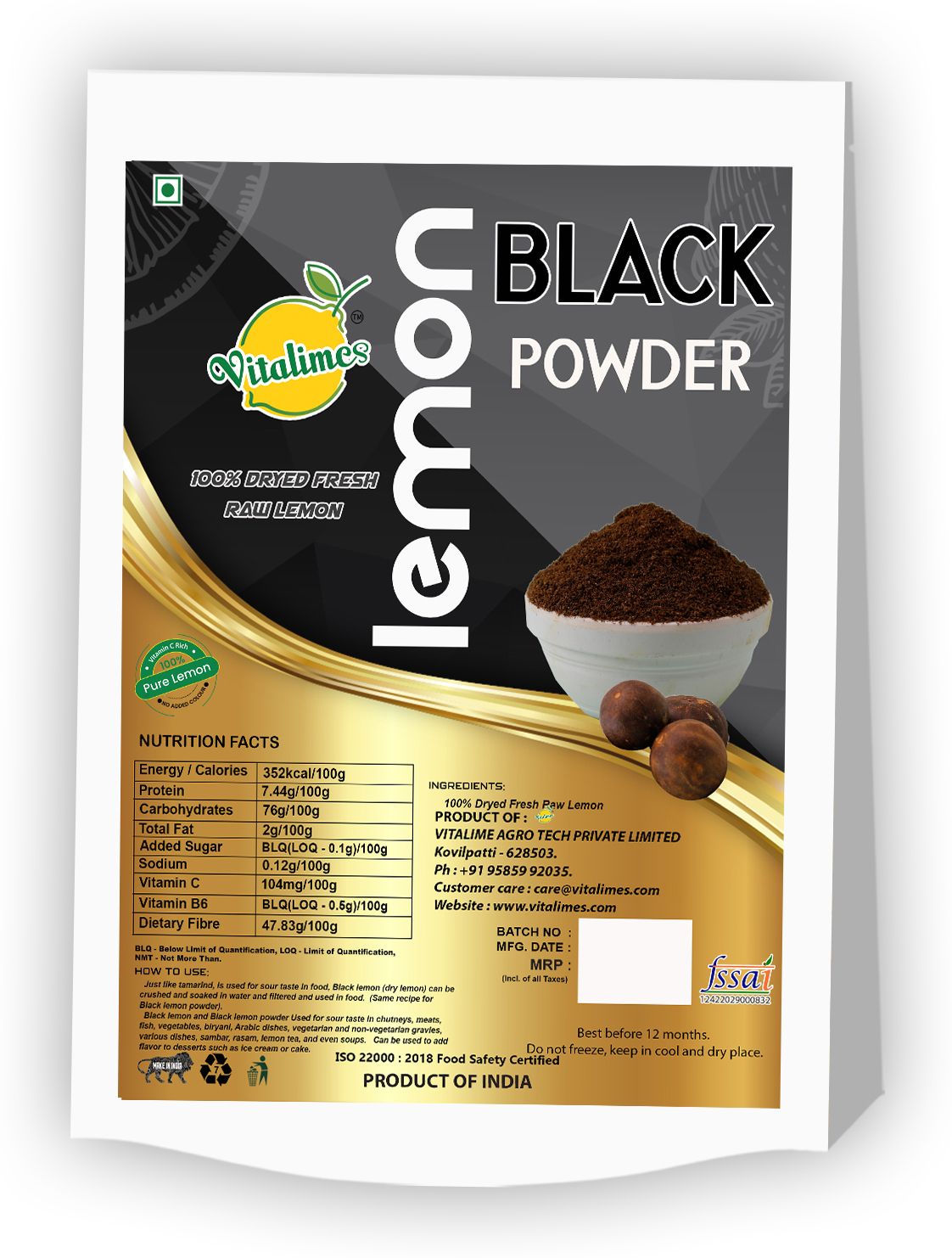 vitalimes Black Lemon Powder; 100% Pure and Natural Nutrition Drink-picture-14