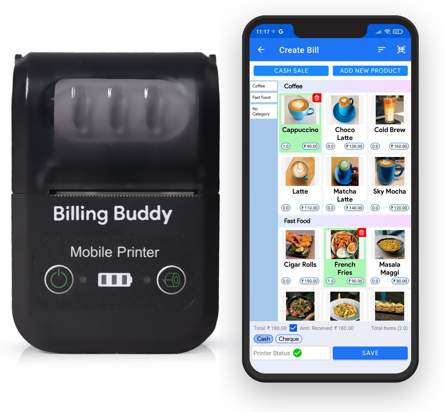 Billing Buddy Bluetooth + USB 58MM 2 Inch With 1 Year POS Software Thermal Receipt Printer
