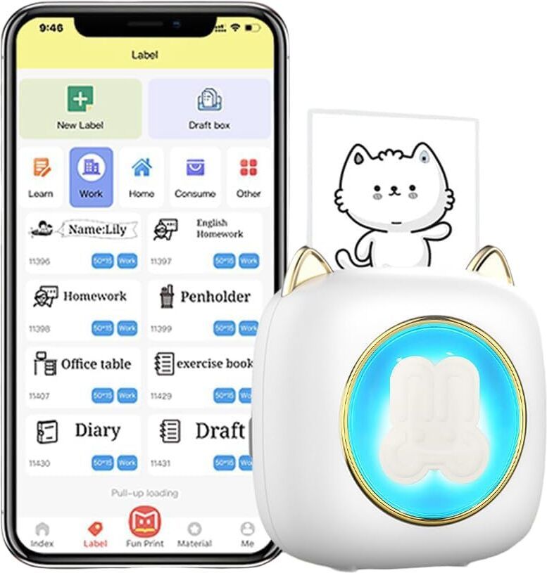 CASON Portable Mini Pocket Printer for Kids, 7 Color LED Display Thermal Printer Thermal Receipt Printer-picture-48