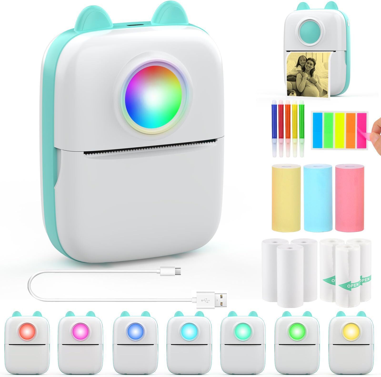 Zeitel Mini Thermal Pocket Printer iOS Android Bluetooth Black Bluetooth Pocket Thermal Printer