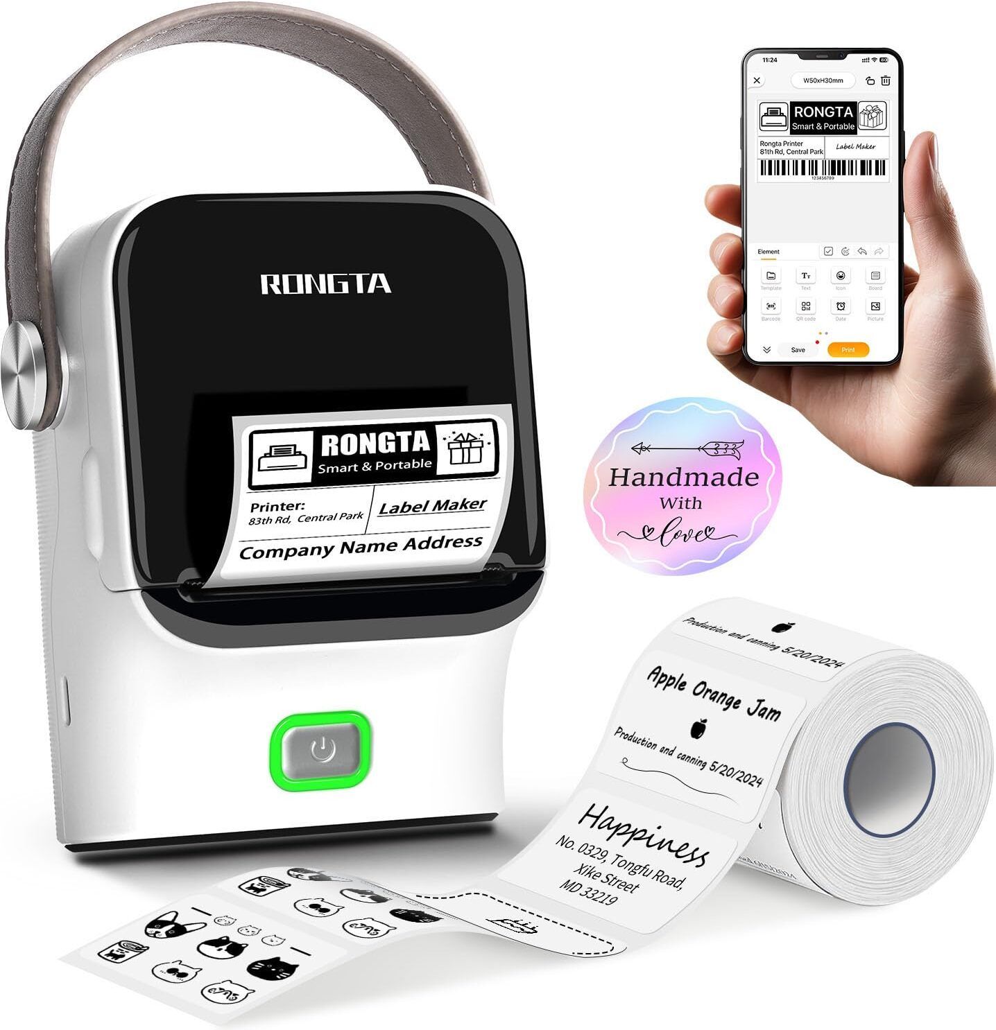 rongta R22 2-Inch Bluetooth Thermal Label Maker with Tape White Thermal Receipt Printer-picture-32