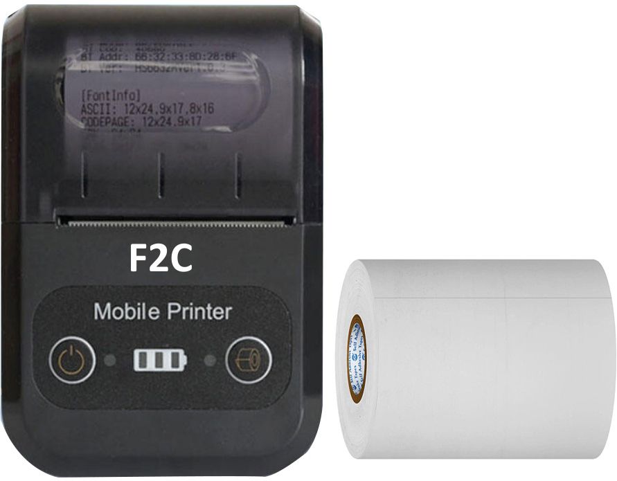 F2C 58mm Thermal Receipt Printer Portable Mini Wireless Bluetooth 2 inch Thermal USB Receipt Printer with 2500mAh Rechargeable Battery, Compatible with Android, Windows Thermal Receipt Printer
