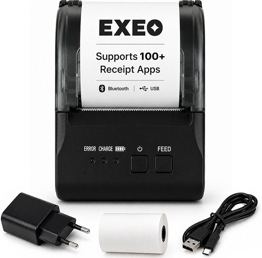 EXEO EX58P 58mm Portable Thermal Receipt Printer | Bluetooth + USB | Rechargeable Thermal Receipt Printer-image-23