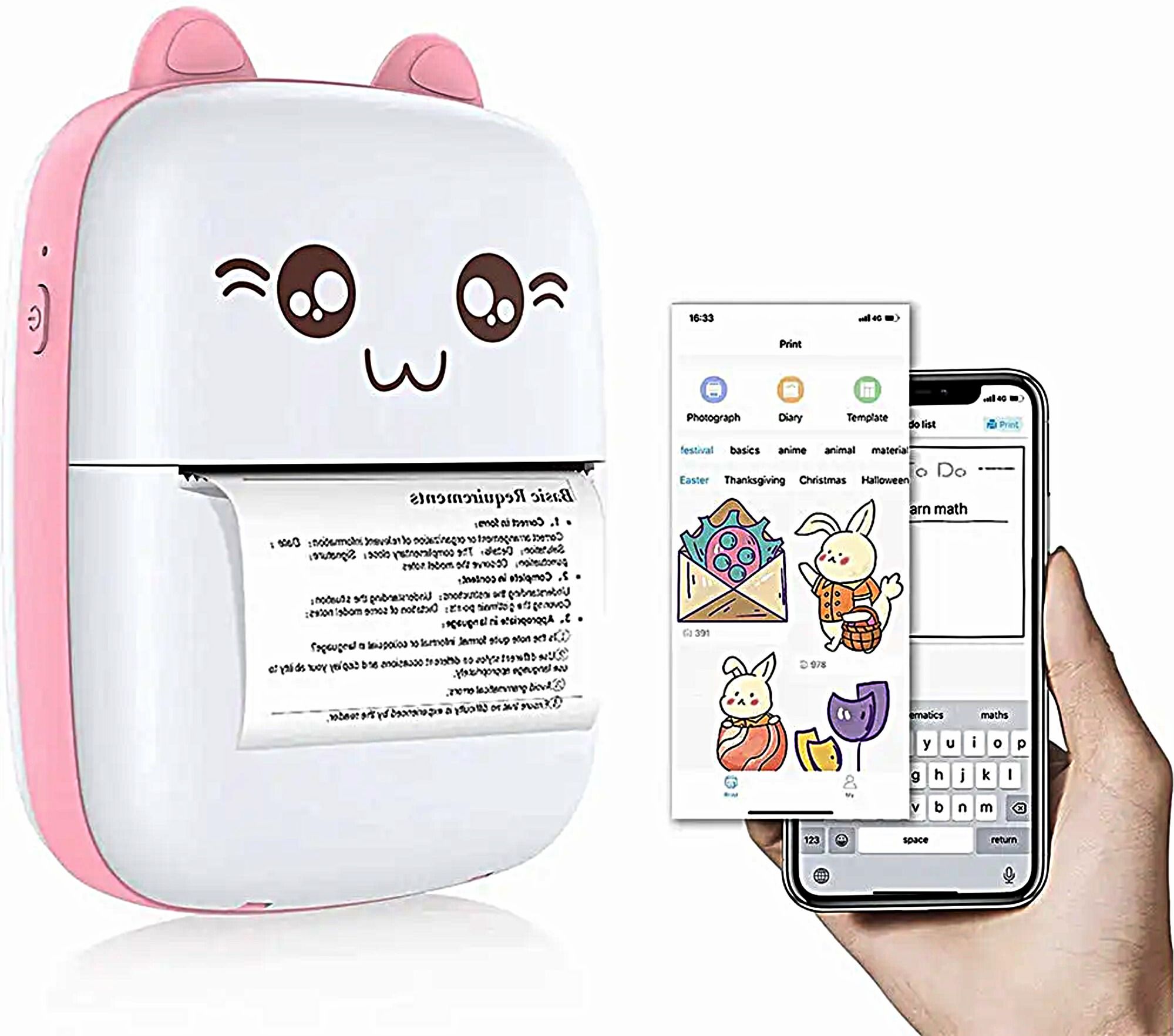 VENCLEXTA Mini Portable Thermal Pocket Bluetooth Inkless Printer Receipt Banner Sticker Thermal Receipt Printer