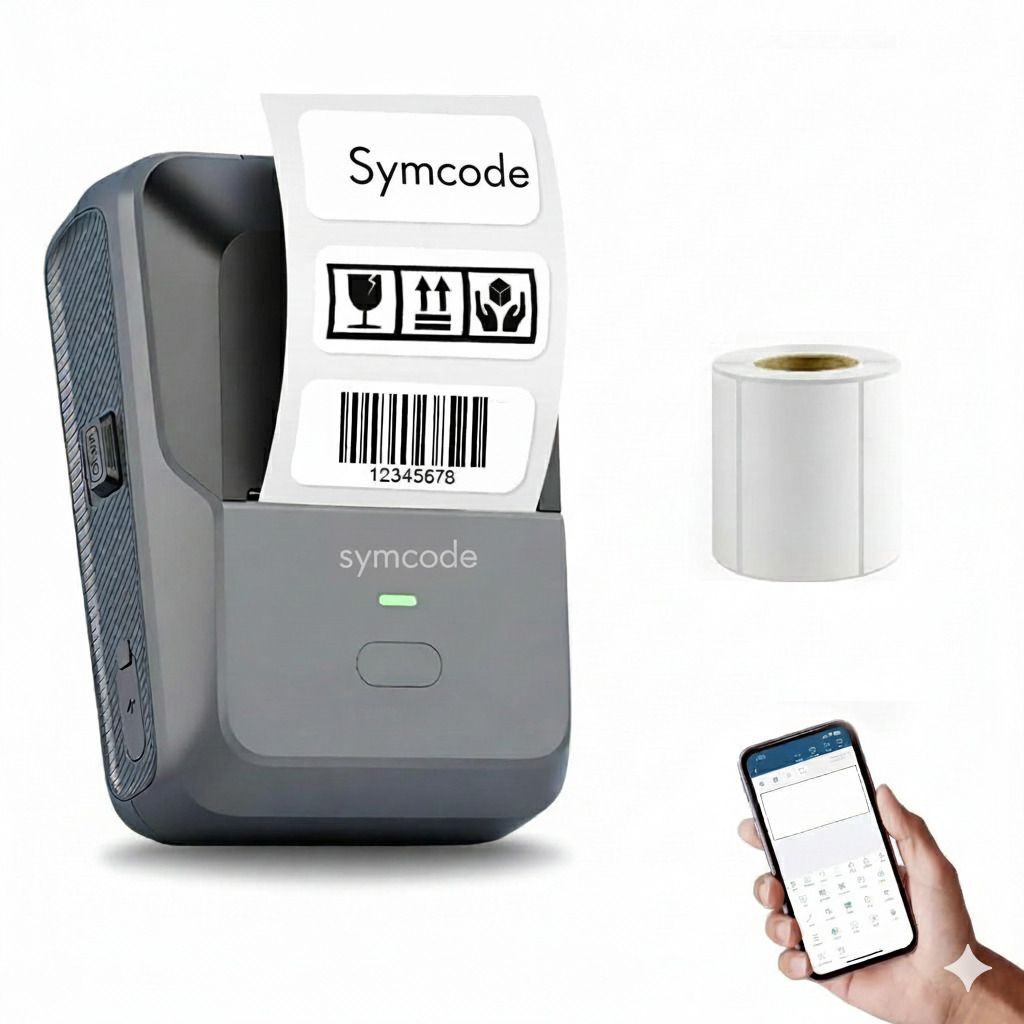 Symcode Bluetooth Thermal Label Printer | Inkless Mini Rechargeable | MRP, Barcode Thermal Receipt Printer-image-47
