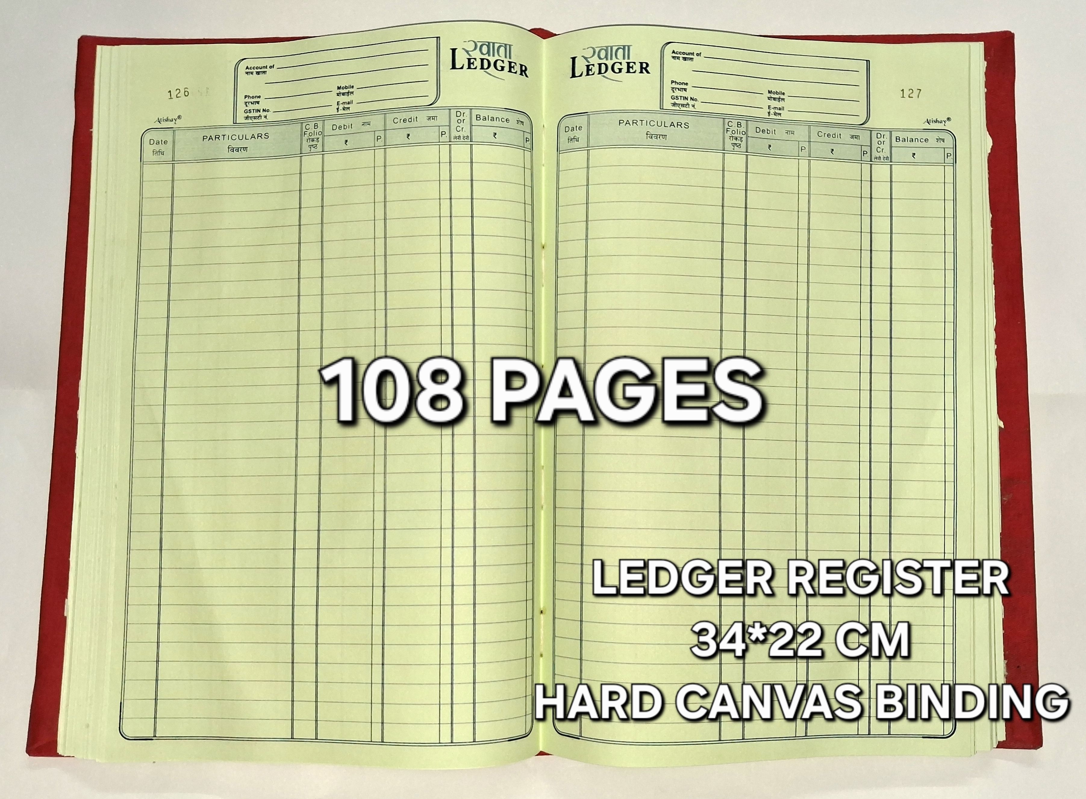 amrit Ledger Register - 34*22cm - 108± Pages - Canvas Bound Teri Man Ledger Register - 34*22cm - 108± Pages - Canvas Bound 1-Part Ledger register-picture-2