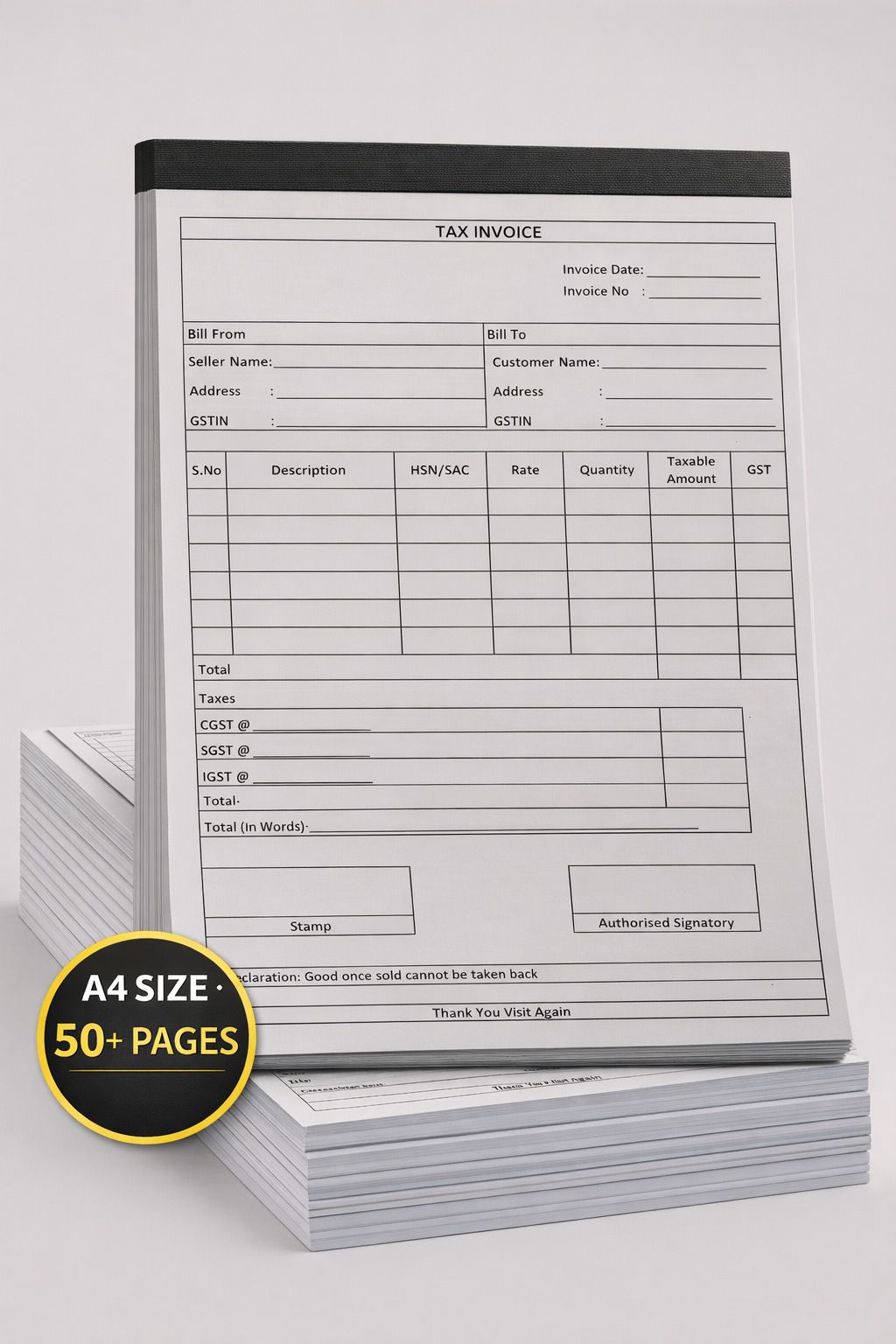 Invoice Book 1-Part Tax Invoice Book A4 Size | Easy Tear Perforated |Professional Billing Pad-image-17
