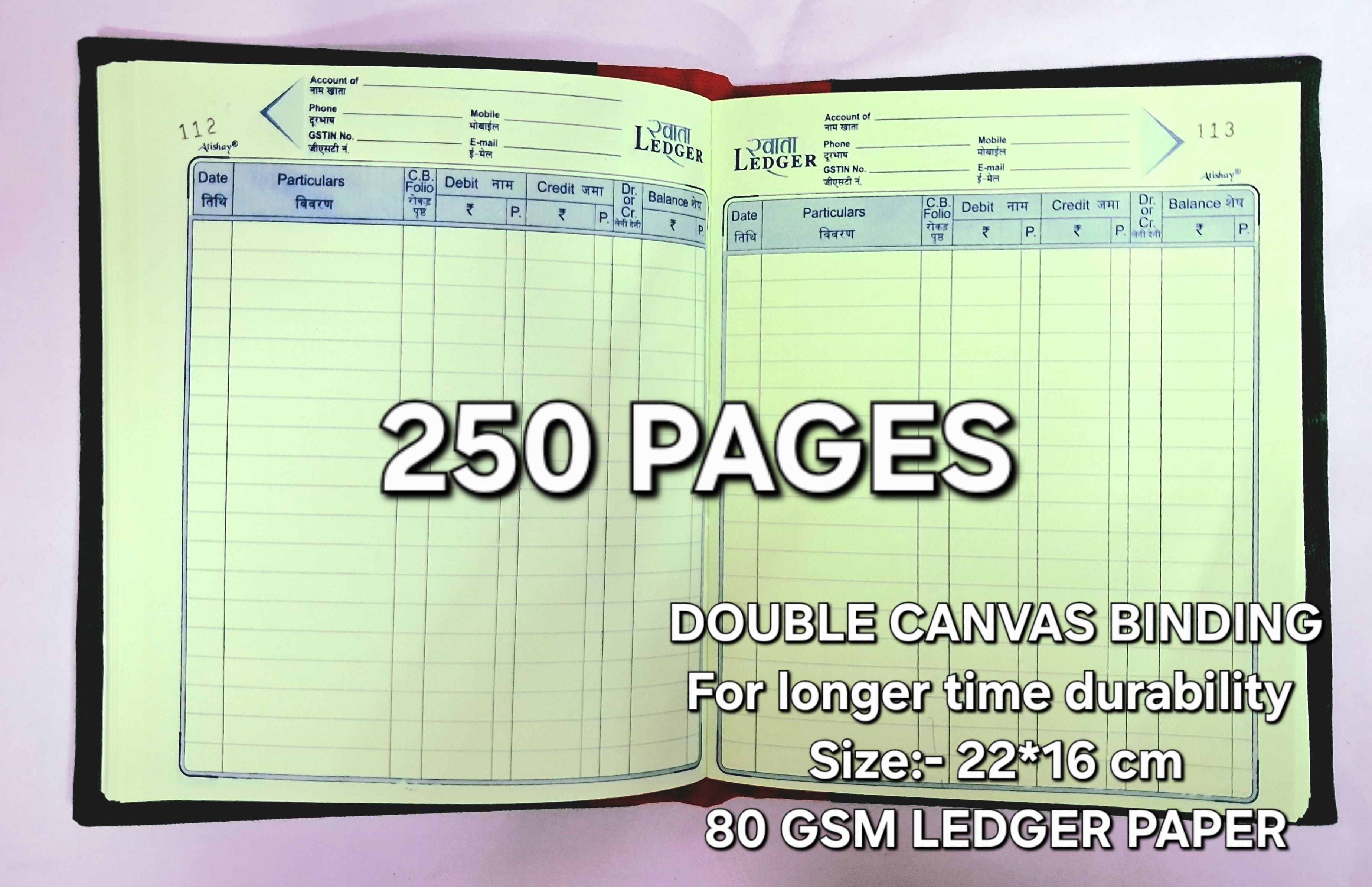 Ledger small copy size Full Cloth Canvas Binding (16.5cm X 20.5cm) 250 Pages Ledger small copy size Full Cloth Canvas Binding (16.5cm X 20.5cm) 250 Pages 1-Part Ledger copy-image-31