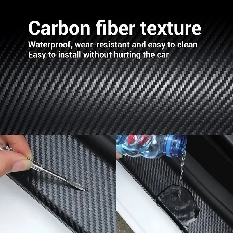 Carbon Fiber Car Door Protection Tape | Waterproof Anti-Scratch PVC Film 50 mm x 5 m Carbon Black Reflective Tape-image-34