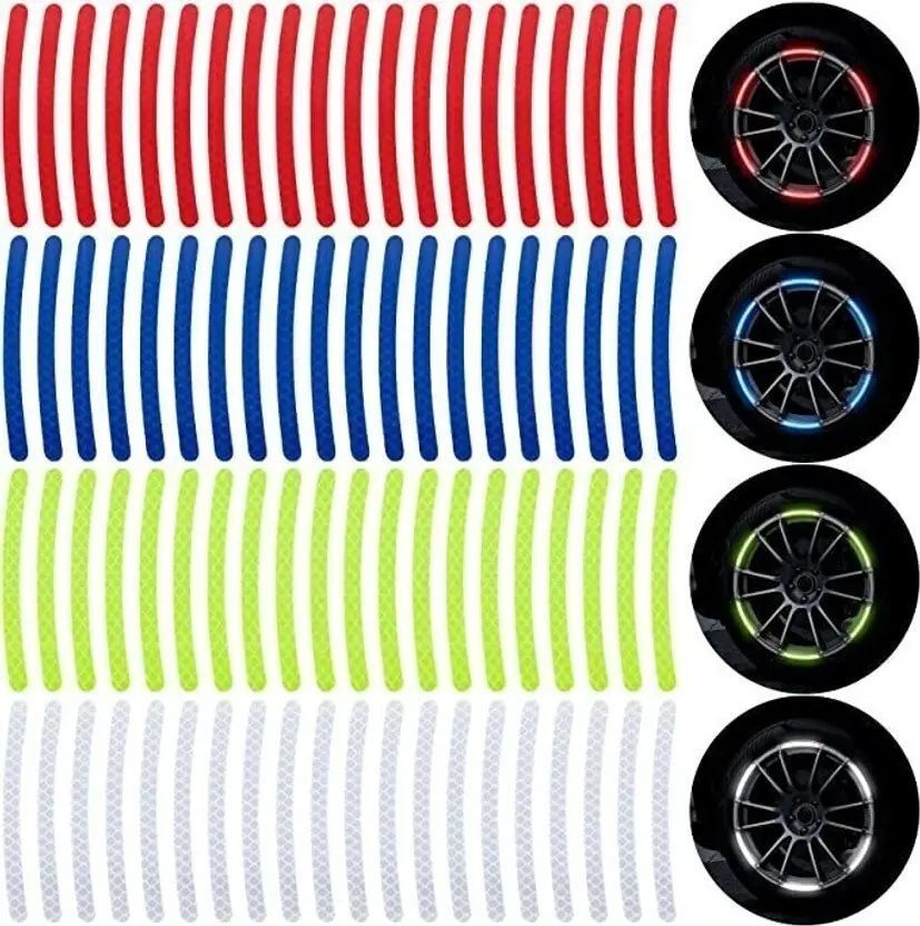 adhvik Reflective Car Wheel Rim Stickers, Adhesive Strips Exterior Accessories 7 mm x 0.09 m Multicolor Reflective Tape-picture-6