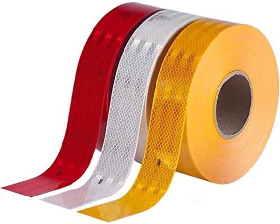 Imported Reflective Conspicuity Tape, 1 inch (1 Meter Each) (White, Red, Yellow) 25.4 mm x 10 m White, Red, Yellow Reflective Tape