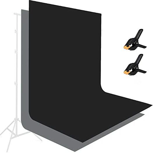 Hiffin 8x12 ft Grey & Black Screen, Photography Backdrop Background with 2 Pcs Clip Black Reflector Umbrella-picture-11