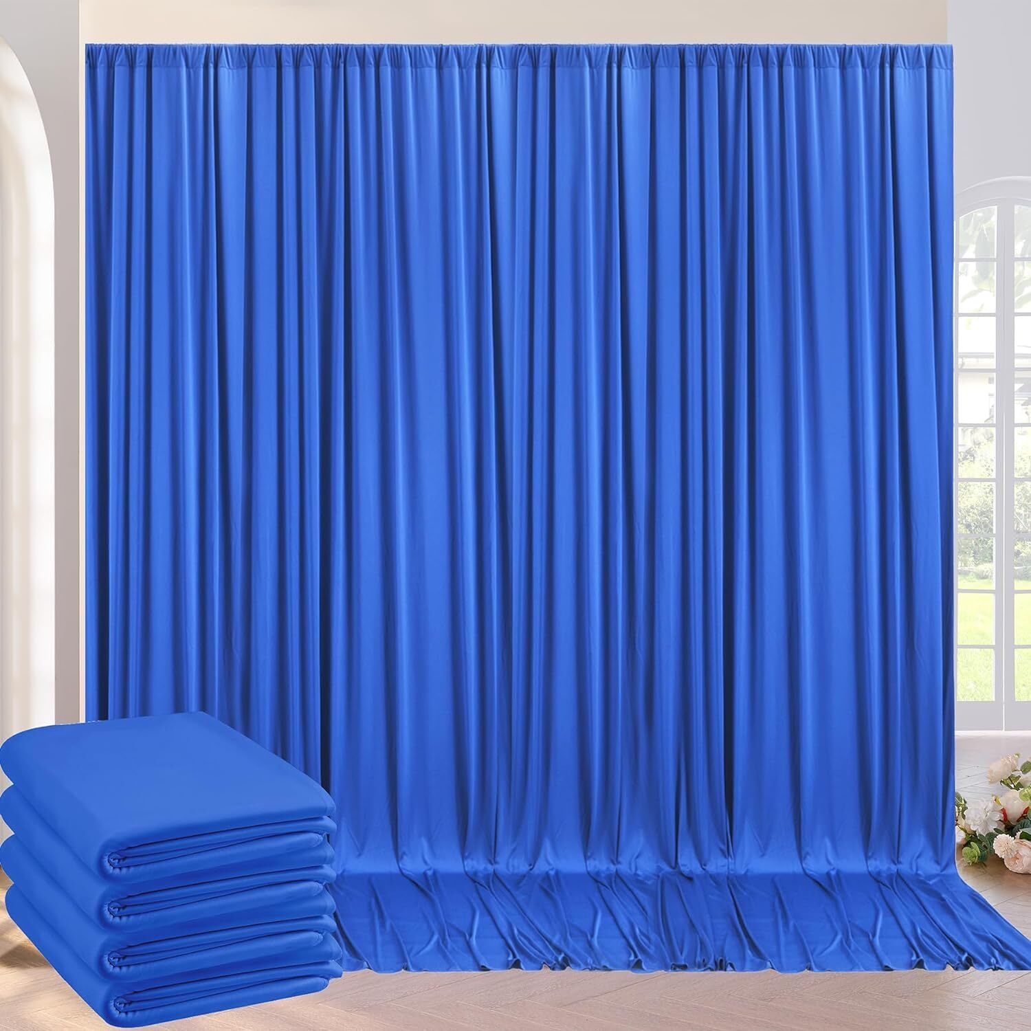 Vistook 20x10FT Wrinkle Free Decoration Backdrop Royal Blue Curtain 5x10 (4 Panels) Reflector-image-47