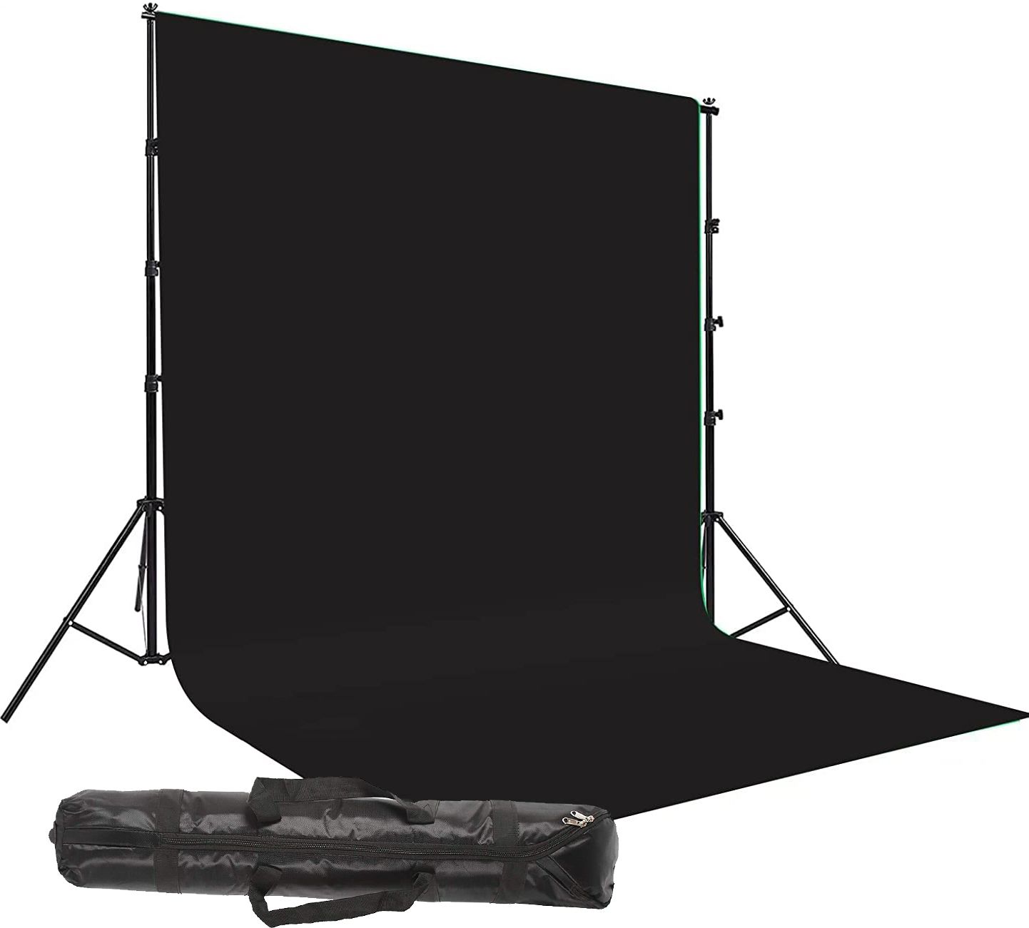GiftMax Photography Backdrop Stand Kit Background Support Kit Foldable with Bag and Curtain Cloth (with Stand KIT, Black Screen) Reflector