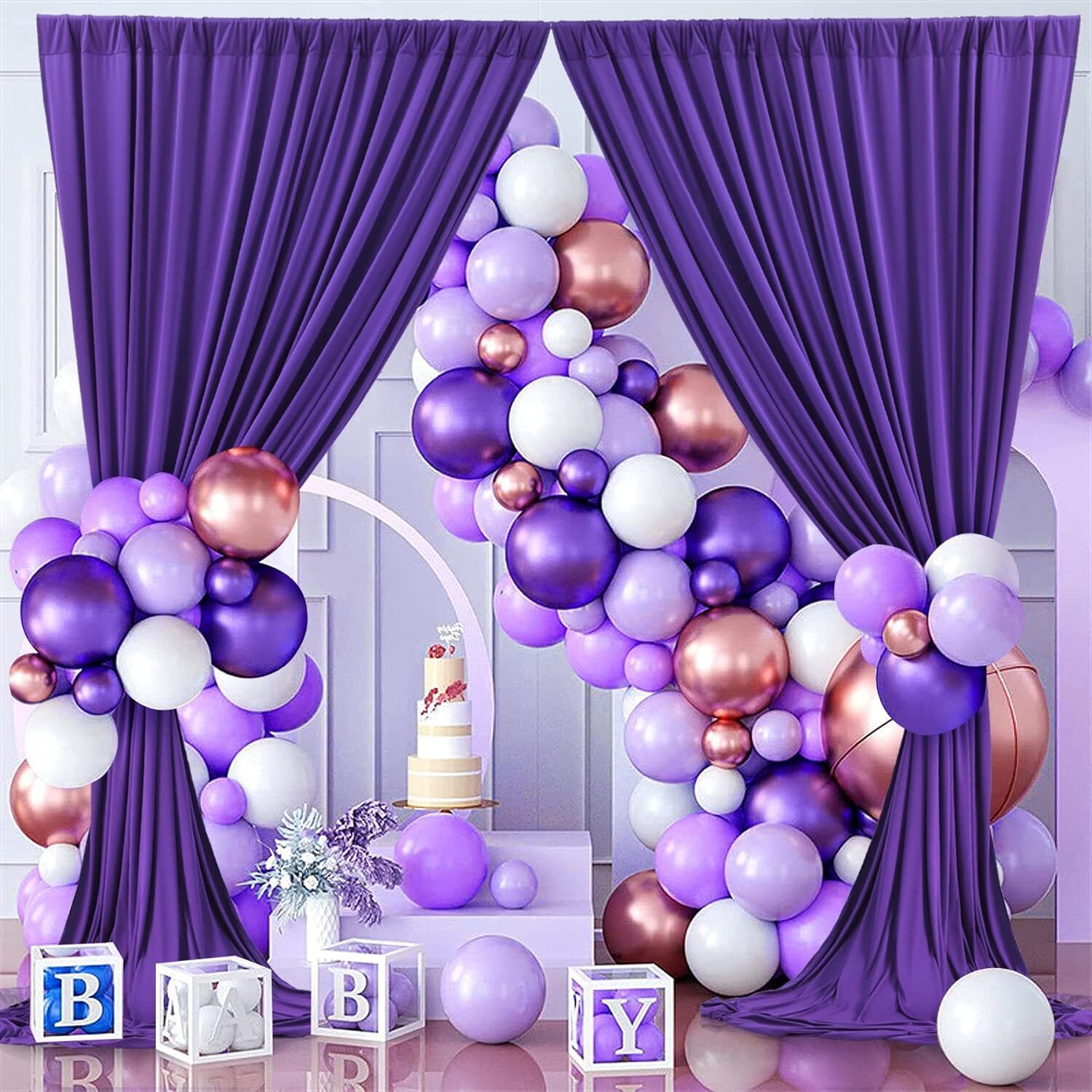 Vistook 20x10FT Wrinkle Free Decoration Backdrop Purple Curtain 5x10 (4 Panels) Reflector-picture-21
