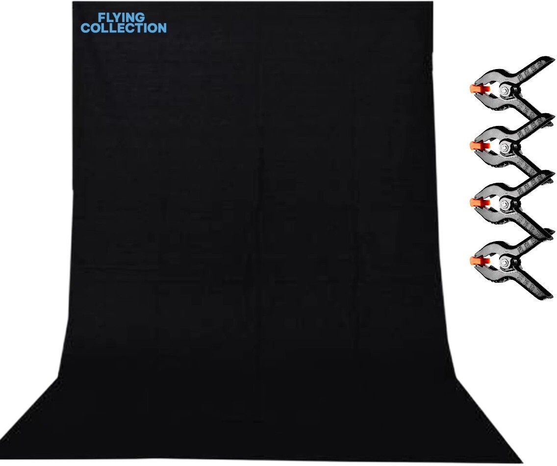 FLYING COLLECTION 8 X 12F Black Backgdrop Heavy Duty Spring Clamp Set – Strong Grip Plastic Clips Reflector-image-22