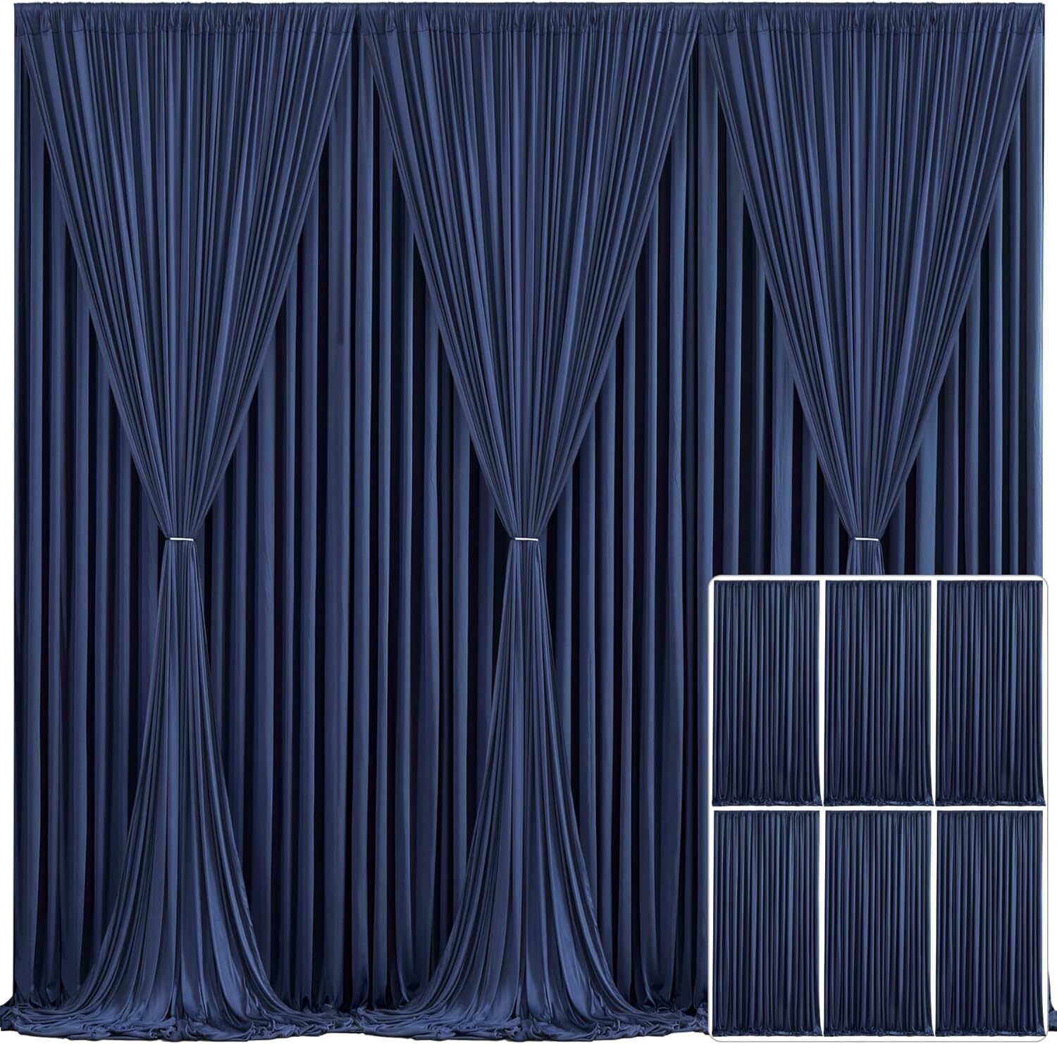Vistook 30x10FT Wrinkle Free Decoration Backdrop Navy Blue Curtain 5x10 (6 Panels) Reflector-picture-26