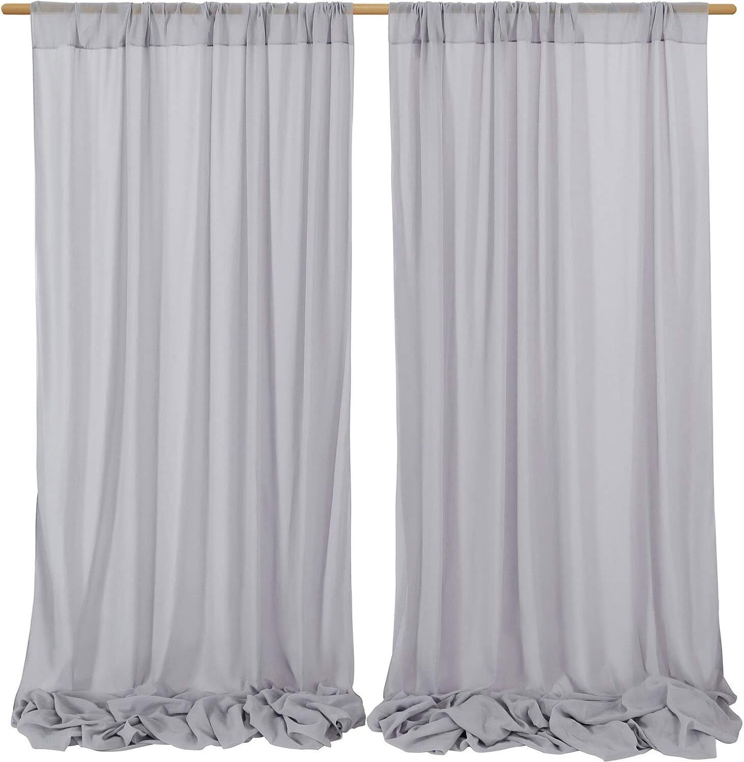 Stookin Light Grey Decoration Backdrop Curtain Background Wedding Partie 4x8Ft (Set of 2 Reflector-image-6