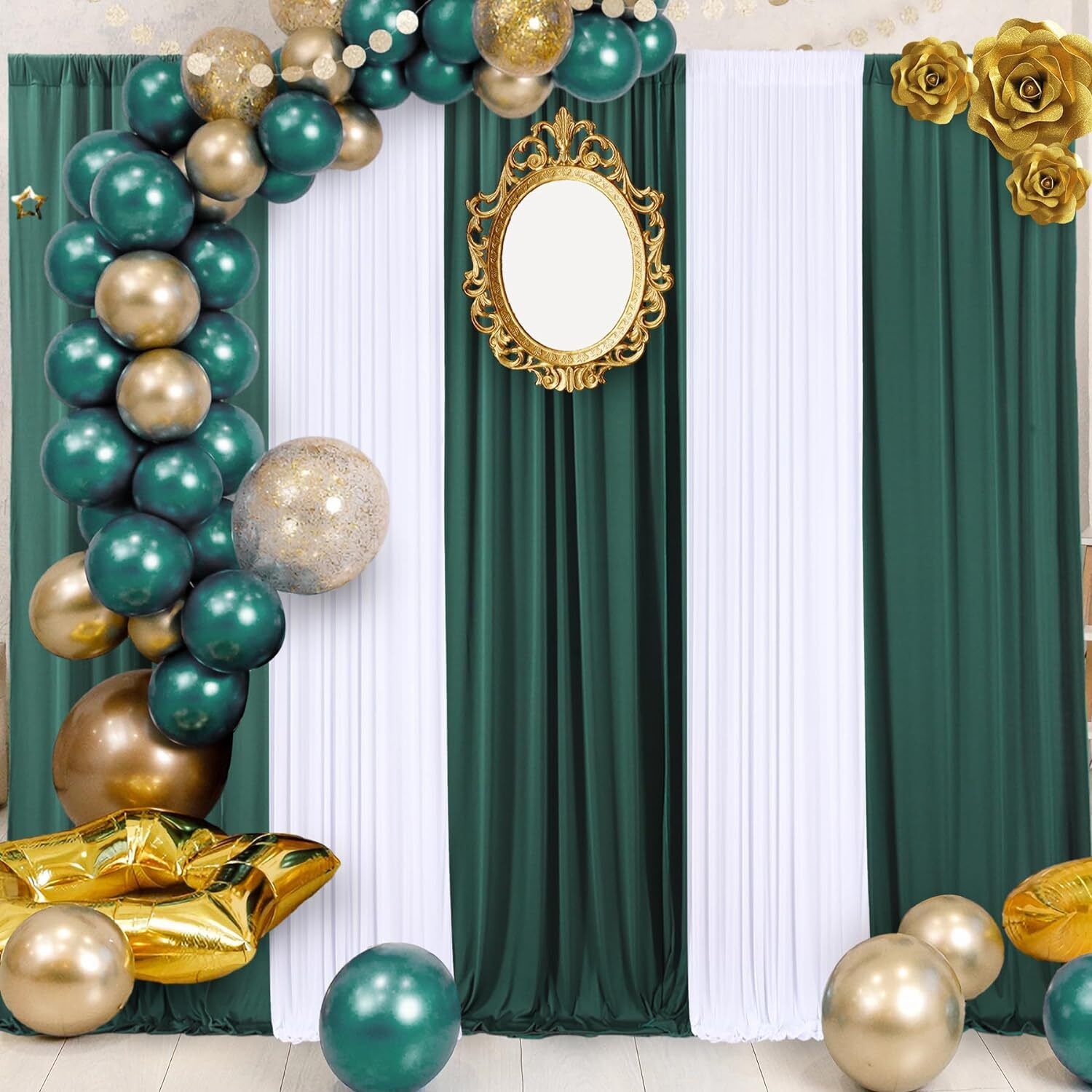 Vistook 20x10FT Wrinkle Free Decoration Backdrop Dark Green Curtain 5x10 (4 Panels) Reflector-picture-13
