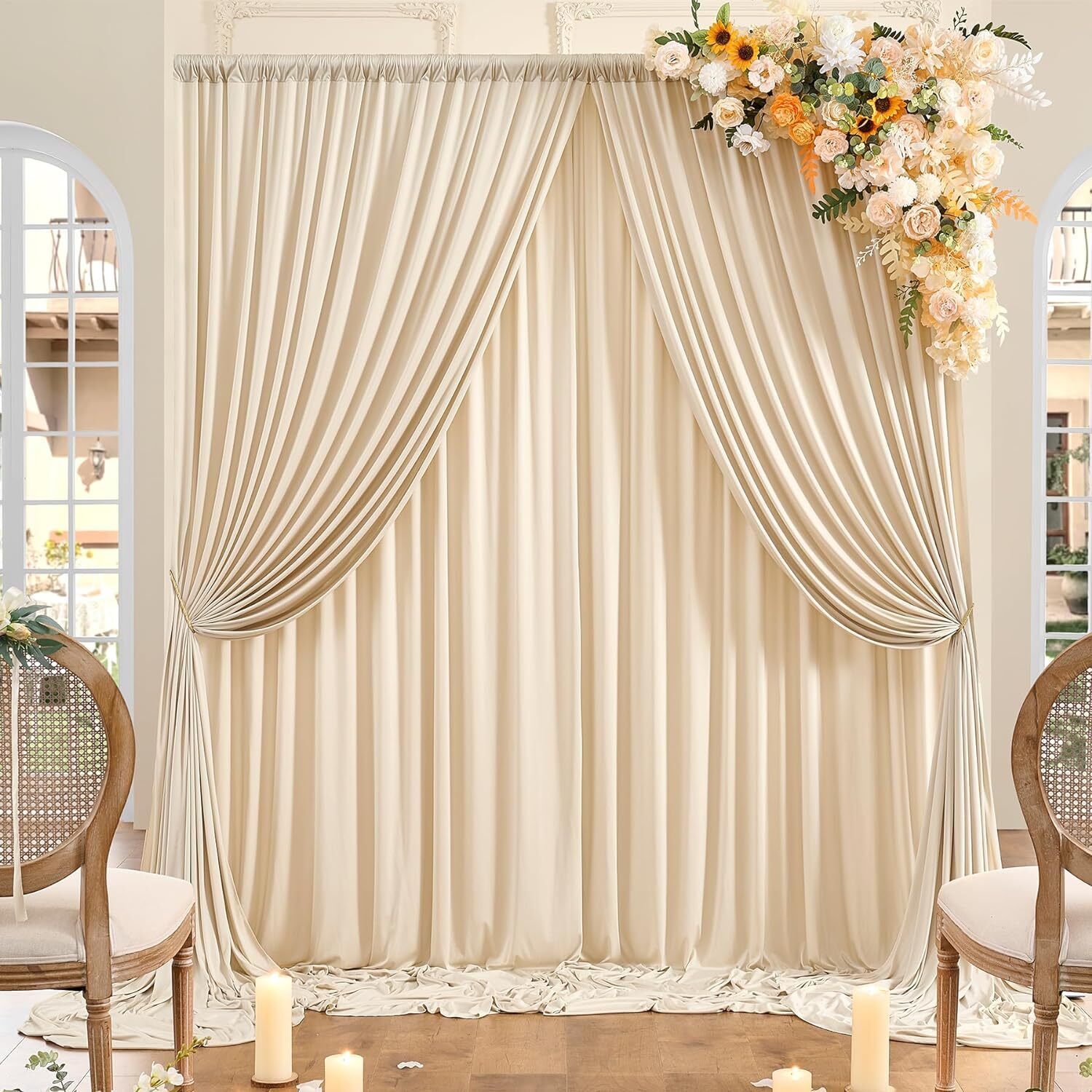Cam cart 20X10ft ,Baige No Wrinkle Polyester Photography Backdrop (5×10ft 4Pcs Panel) Reflector-picture-21
