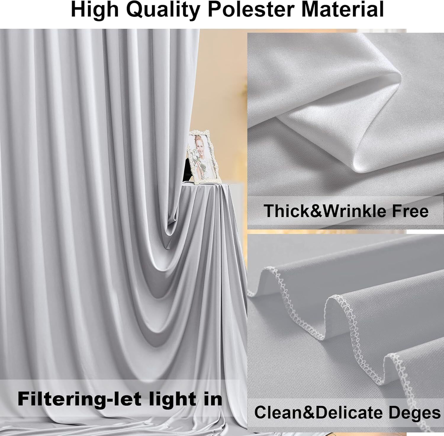 Cam cart 16×08ft,Grey No Wrinkle Polyester Photography Backdrop (4×8ft 4Pcs Panel) Reflector-image-37