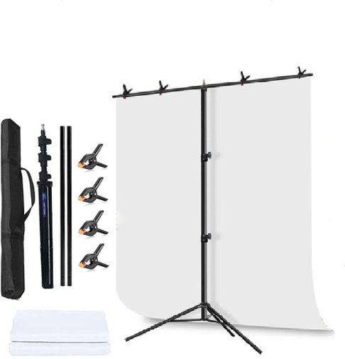 PICPRO 9ft x 6ft T-Shaped Background Photography & Videography Stand With White Screen Reflector-picture-17