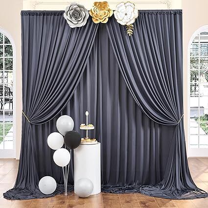 Stookin 4X10 Dark Grey Backdrop Curtain 2 Panels-Wrinkle-Free Polyester Photography Reflector-picture-11