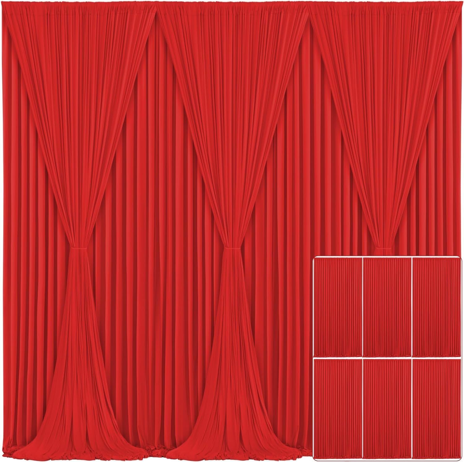 Vistook 30x10FT Wrinkle Free Decoration Backdrop Red Curtain Drapes 5x10 (6 Panels) Reflector-image-39