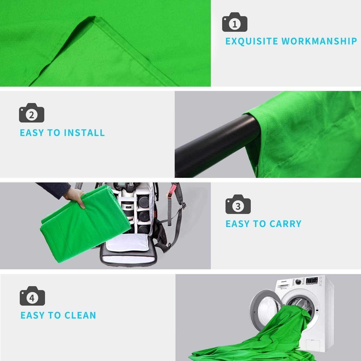Kate 8x12ft Green Screen for YouTube, Insta, Zoom, Teaching, Vfx Reflector Reflector-picture-46
