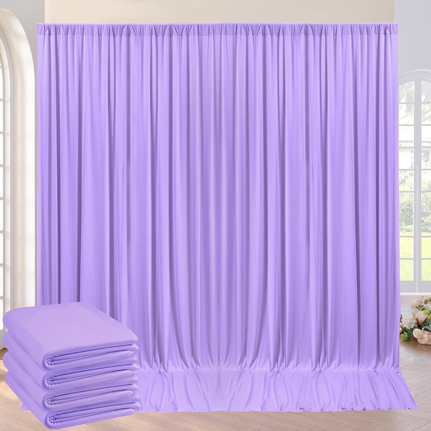 Stookin 16×08ft,Light Purple No Wrinkle Polyester Photography Backdrop(4×8ft 4Pcs Panel) Reflector-image-35