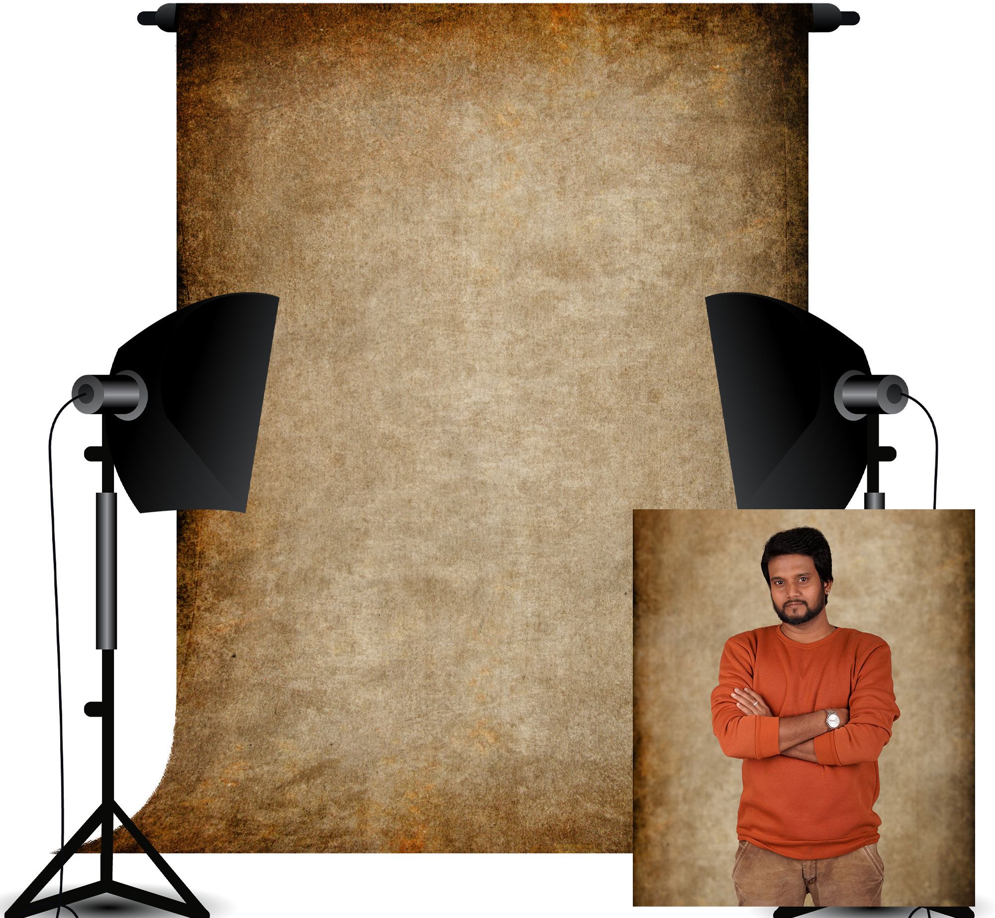 RVS STUDIOZ 5x8 ft Abstract Vintage Brown Photography Backdrop for Studio & Video Shooting Reflector-image-3
