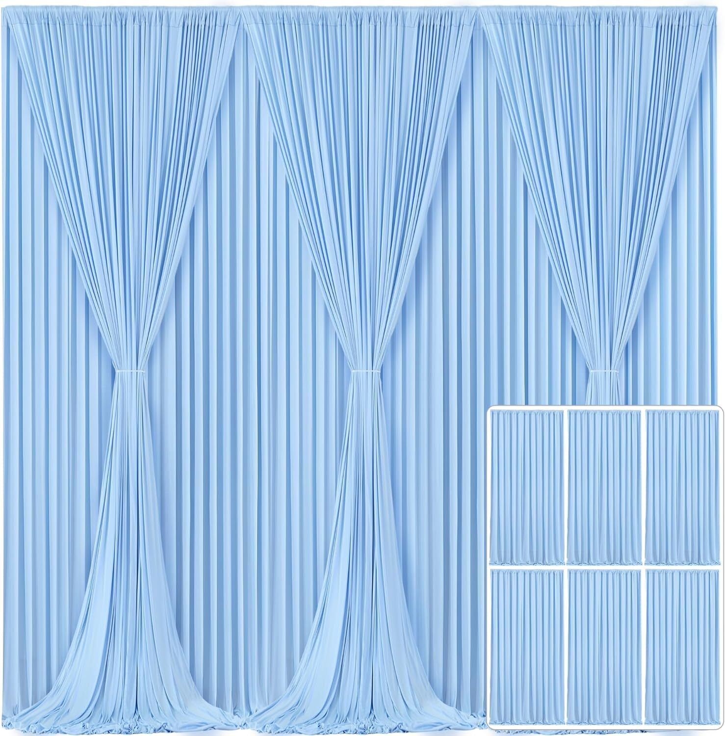 Vistook 30x10FT Wrinkle Free Decoration Backdrop Sky Blue Curtain Drapes 5x10 (6 Panels) Reflector-picture-37