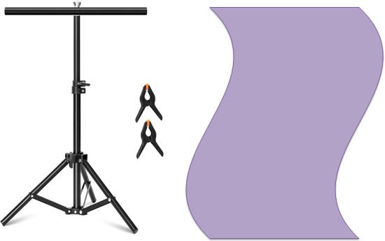 Vistook 6x9FT Lightpurple Decoration Curtain T-Shape Stand Photostudio With Croma Screen Reflector-image-1