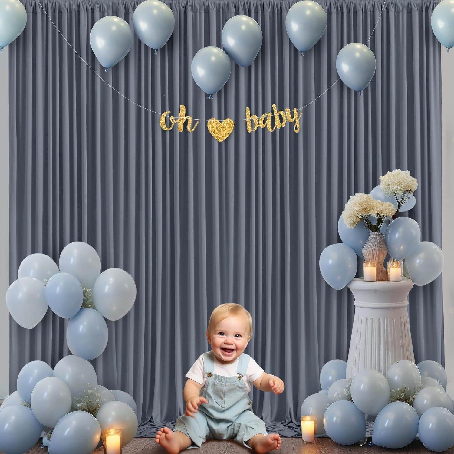 Stookin 4X 8FT Grey Backdrop 2 Panels-Wrinkle-Free Polyester Wedding Party Photography Reflector-picture-33
