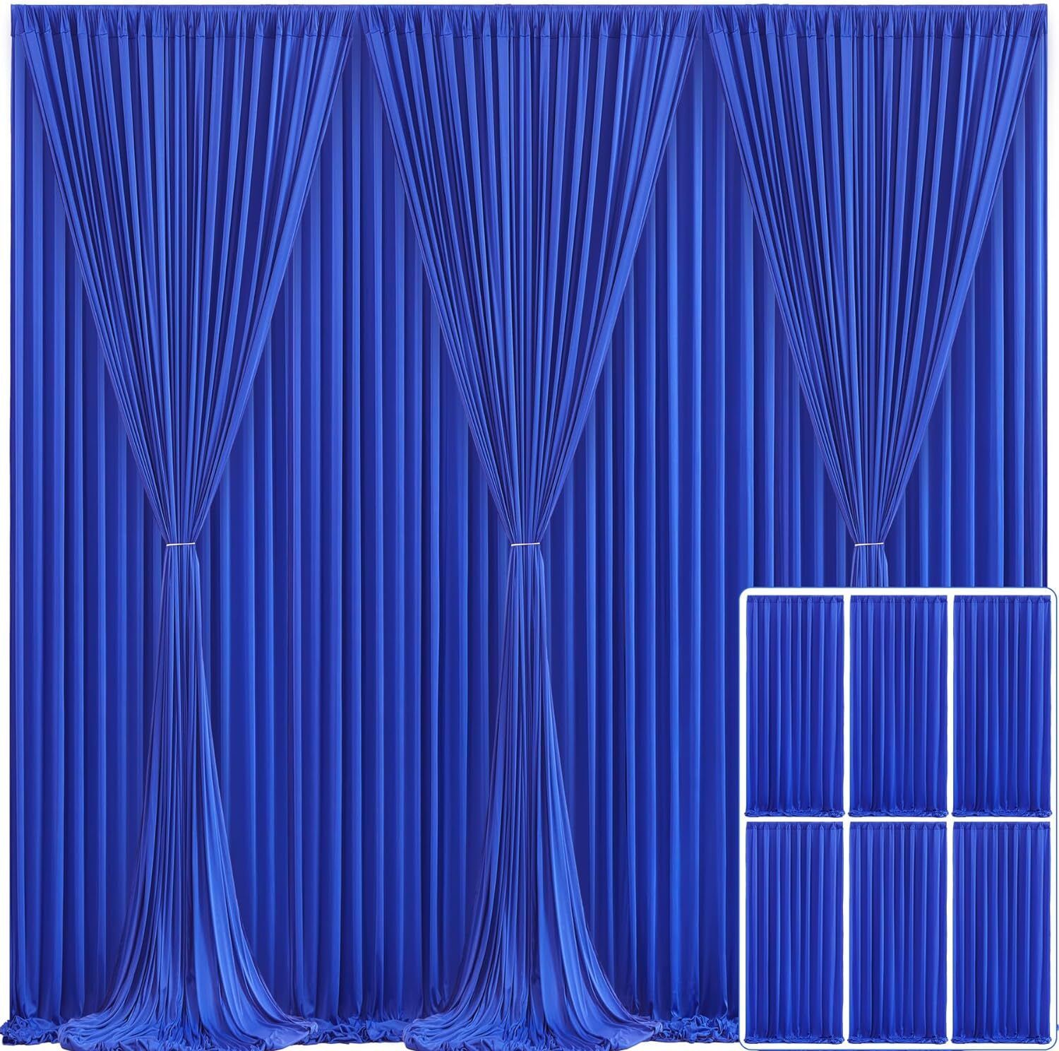 Vistook 30x12FT Wrinkle Free Decoration Backdrop Royal Blue Curtain 5x12 (6 Panels) Reflector-image-46