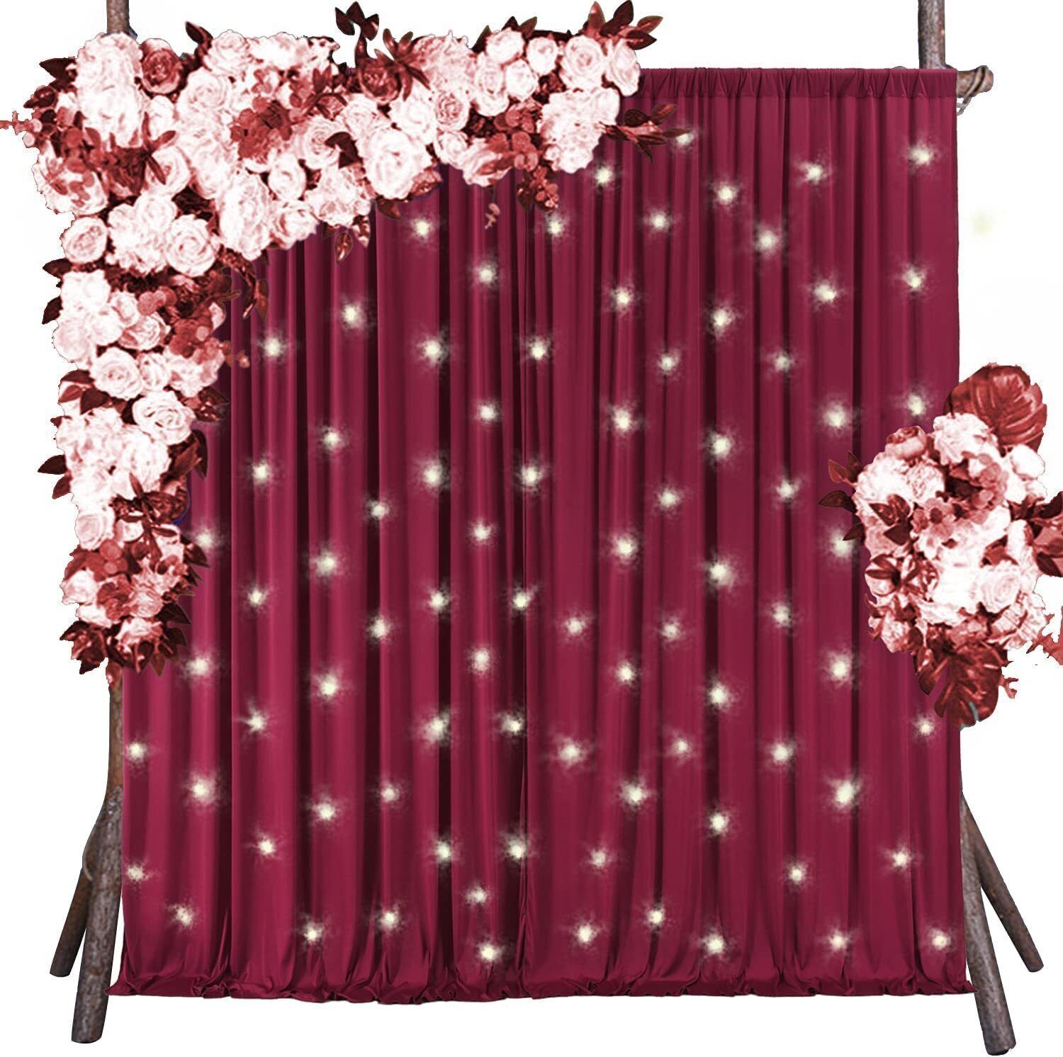 Windrop Solutions Maroon Decoration Backdrop Curtain Background Wedding Parties 4x10Ft.| Set of 2 Reflector-picture-43