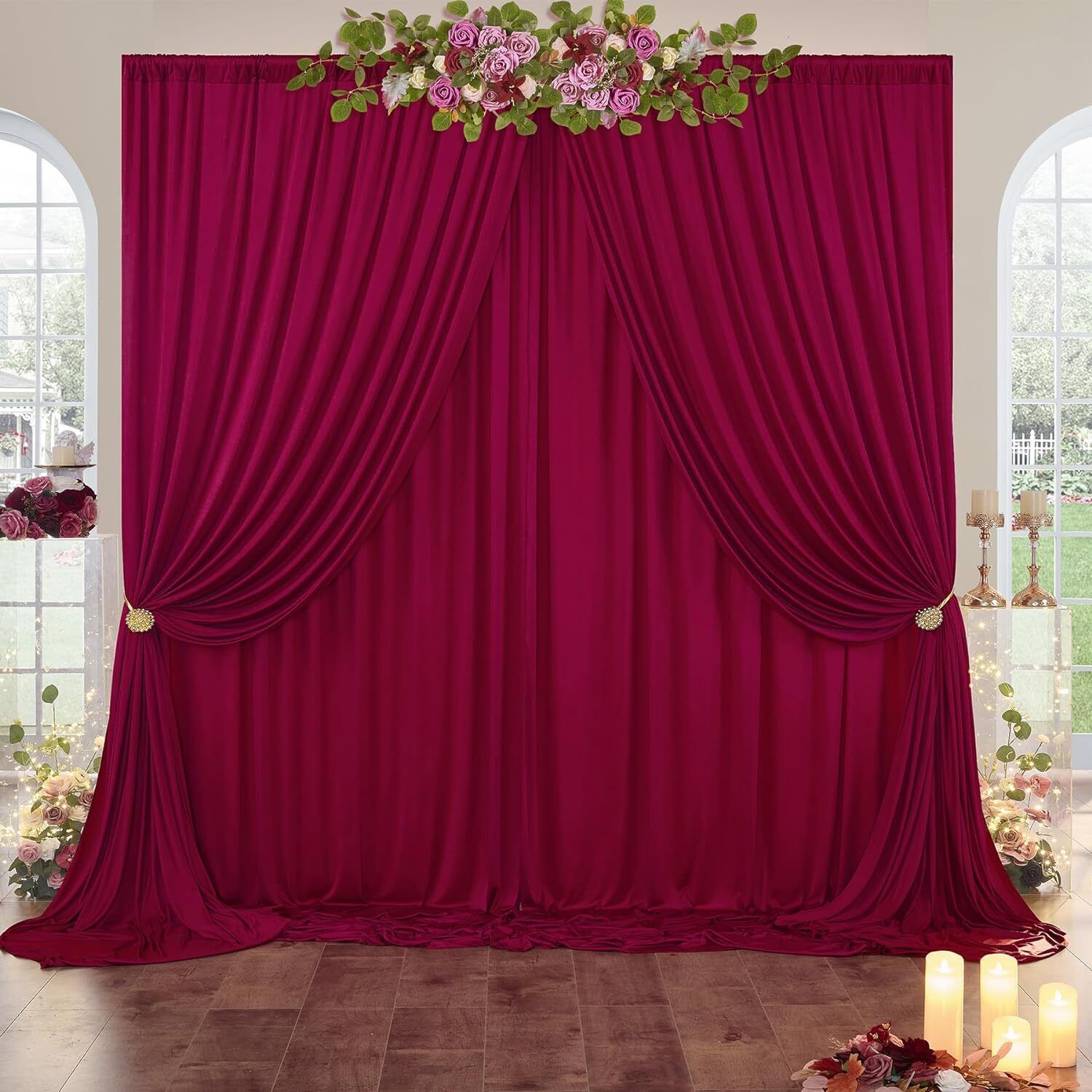 Cam cart 20X10ft Maroon No Wrinkle Polyester Photography Backdrop (5×10ft 4Pcs Panel) Reflector-picture-26