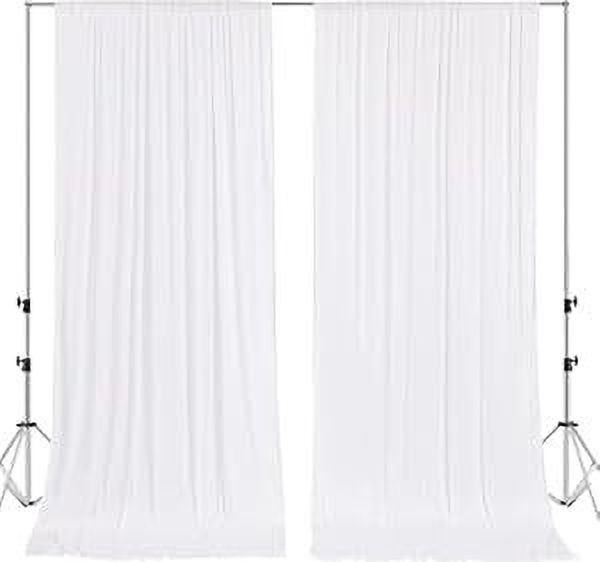 Stookin White Decoration Backdrop Curtain Background Wedding Parties 5Ftx12Ft Set of 2 Reflector-picture-35
