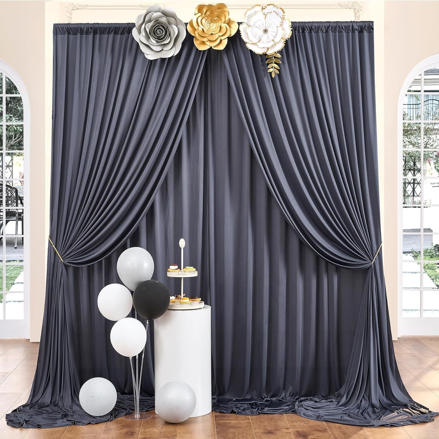 Cam cart 20X10ft ,Dark Grey No Wrinkle Polyester Photography Backdrop 5×10ft 4Pcs Panel Reflector-picture-23