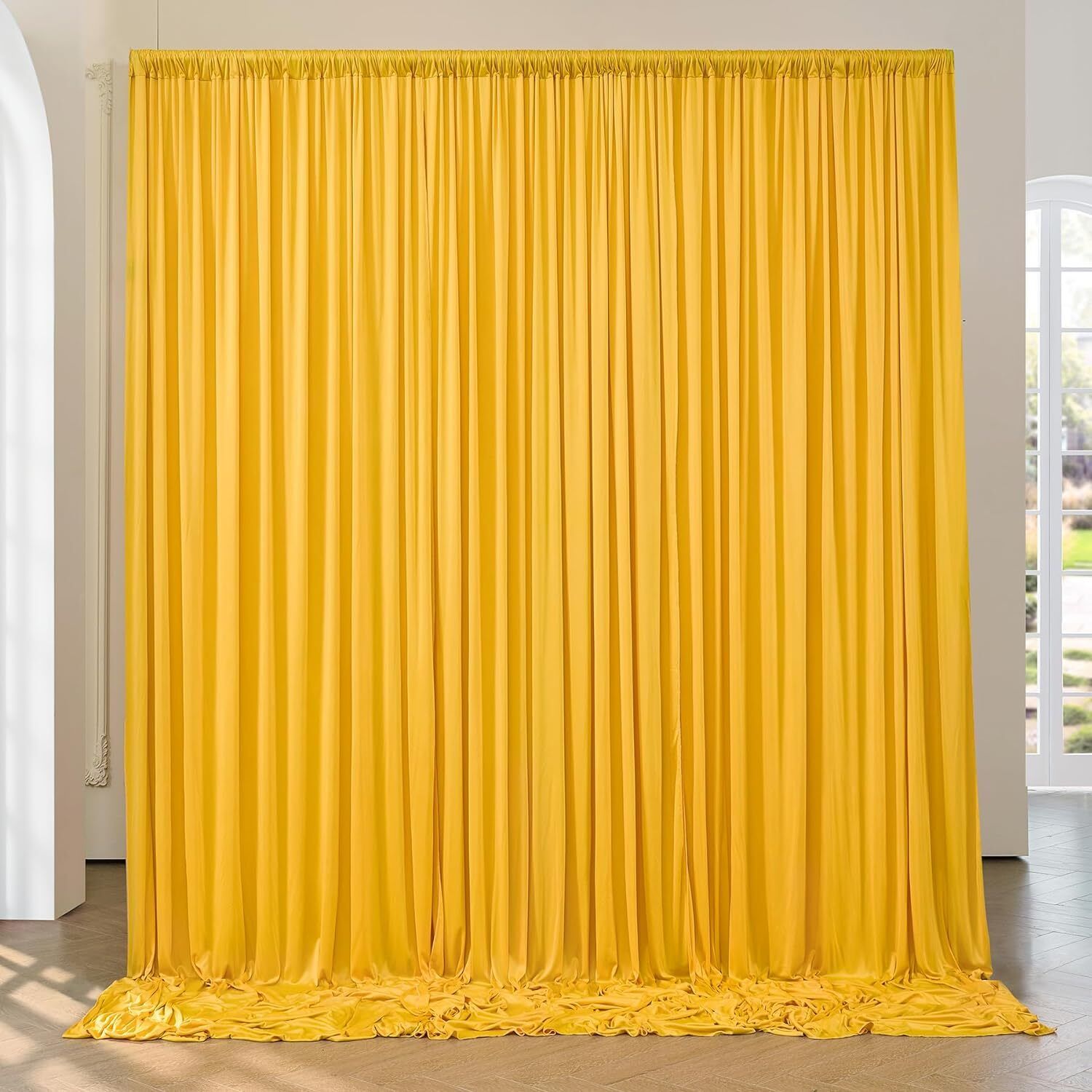 Vistook 30x12FT Wrinkle Wrinkle Free Decoration Backdrop Yellow Curtain 5x12 (6 Panels) Reflector-image-40