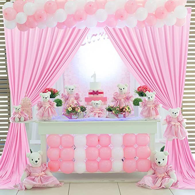 Windrop Solutions 4x10Ft.| Set of 2 Pink Decoration Backdrop Curtain Background Wedding Parties Reflector-picture-28