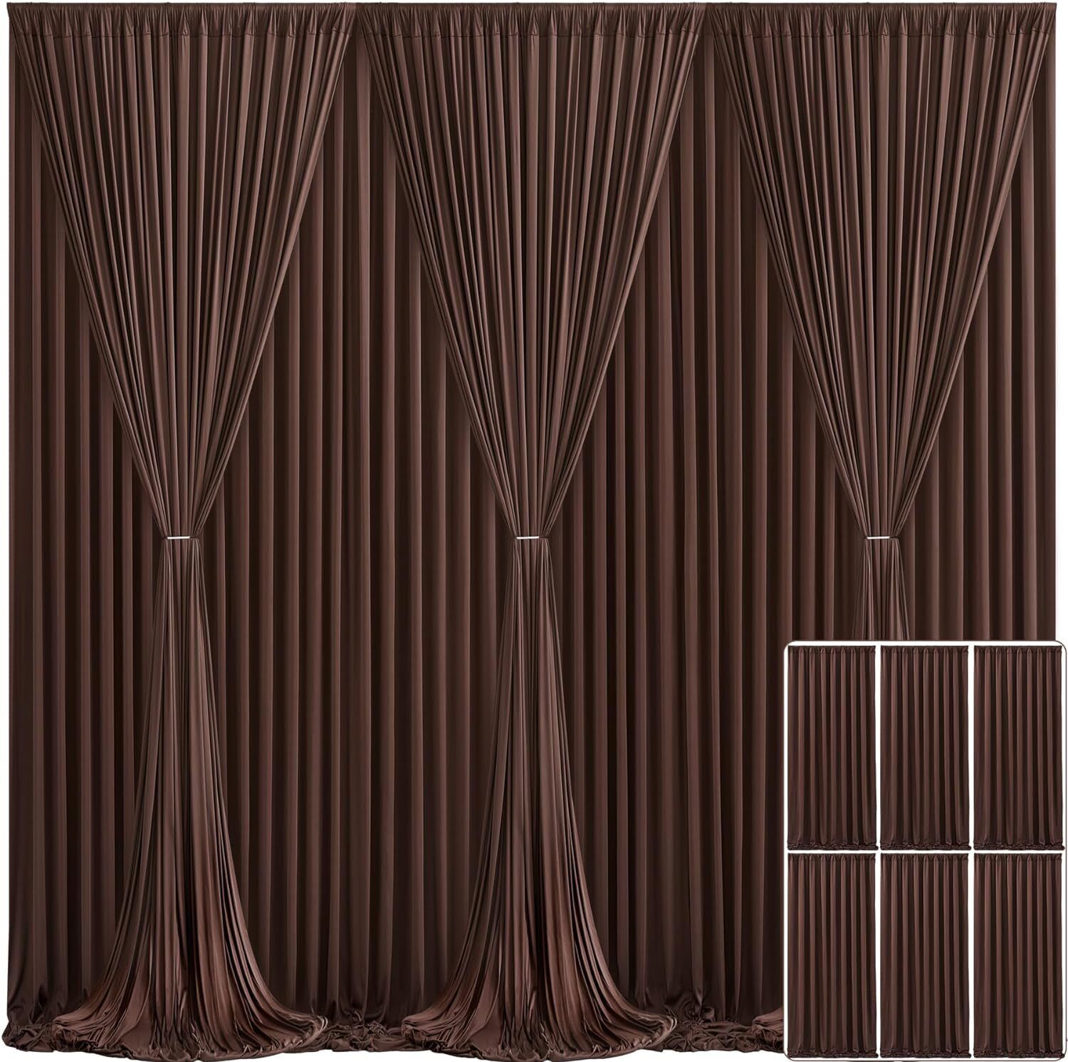 Vistook 30x12FT Wrinkle Wrinkle Free Decoration Backdrop Brown Curtain 5x12 (6 Panels) Reflector-picture-16