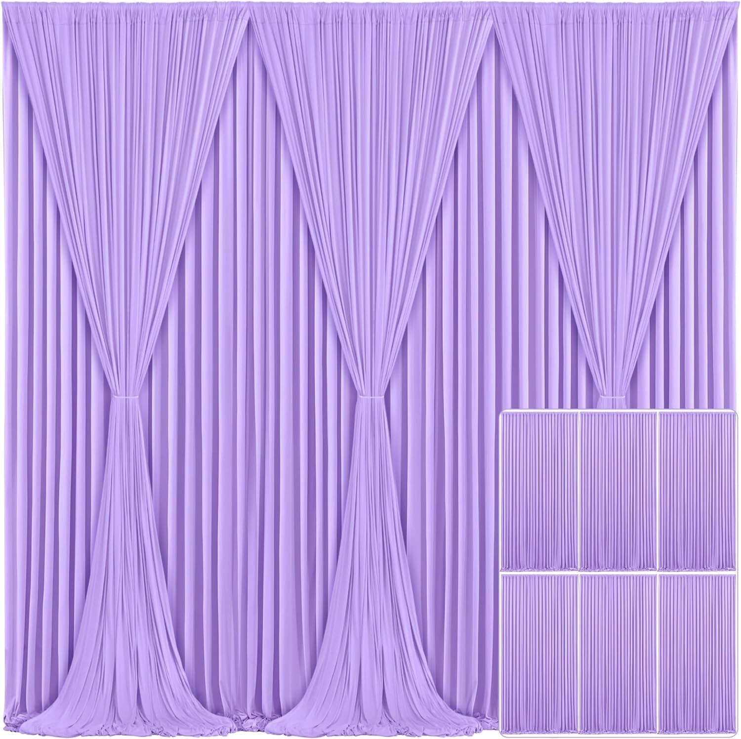 Vistook 30x10FT Wrinkle Free Decoration Backdrop Light Purple Curtain 5x10 (6 Panels) Reflector-image-48