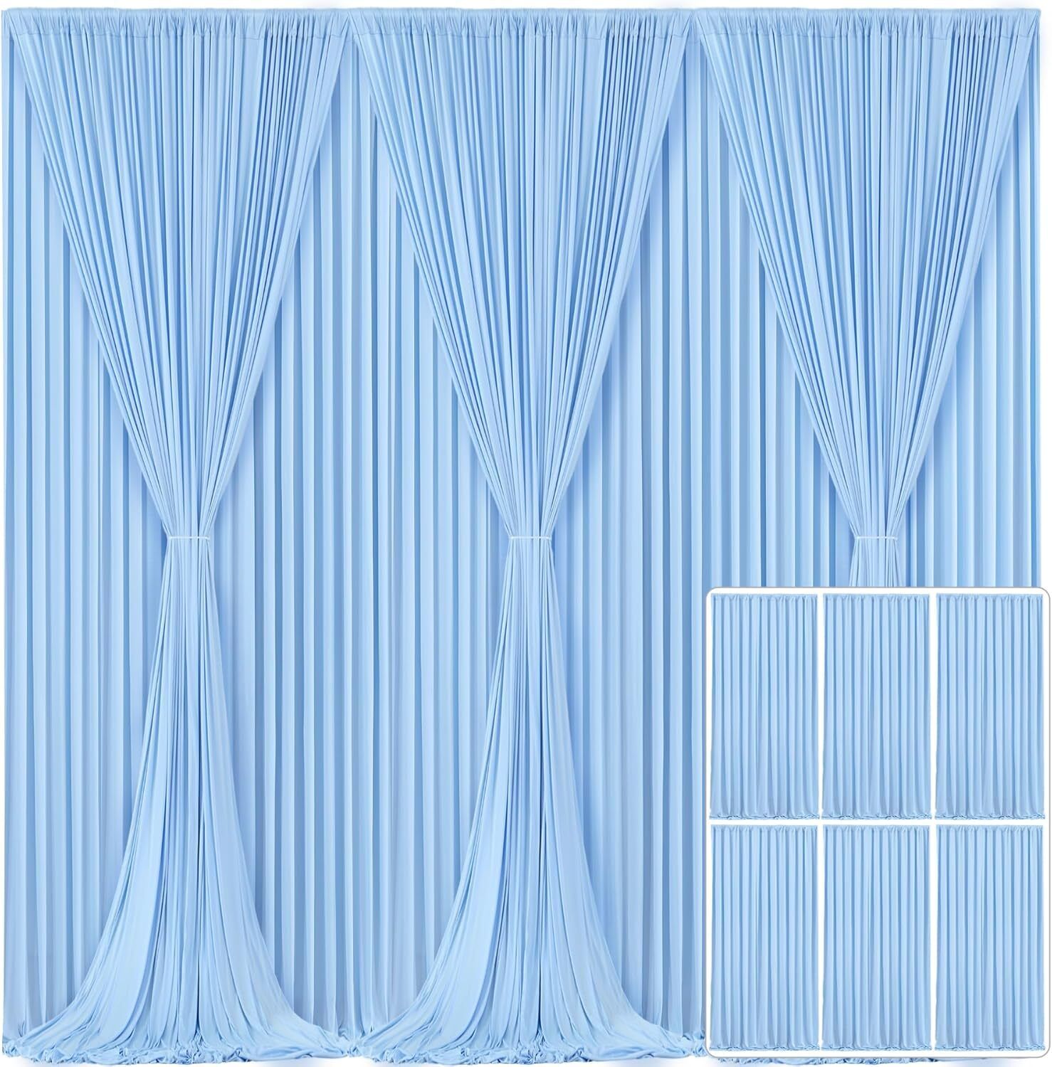Cam cart 20X10ft Sky Blue No Wrinkle Polyester Photography Backdrop 5×10ft 4Pcs Panel Reflector-picture-37