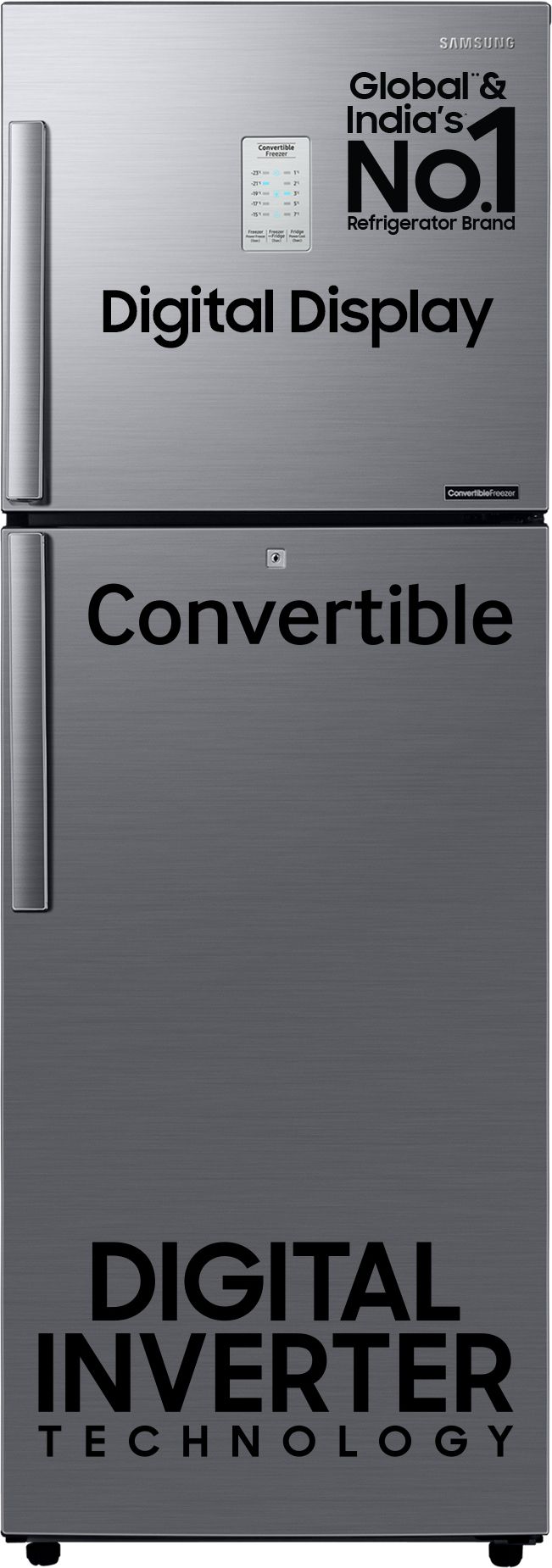 236 L Frost Free Double Door 2 Star Convertible Refrigeratorwith Digital Inverter and Display