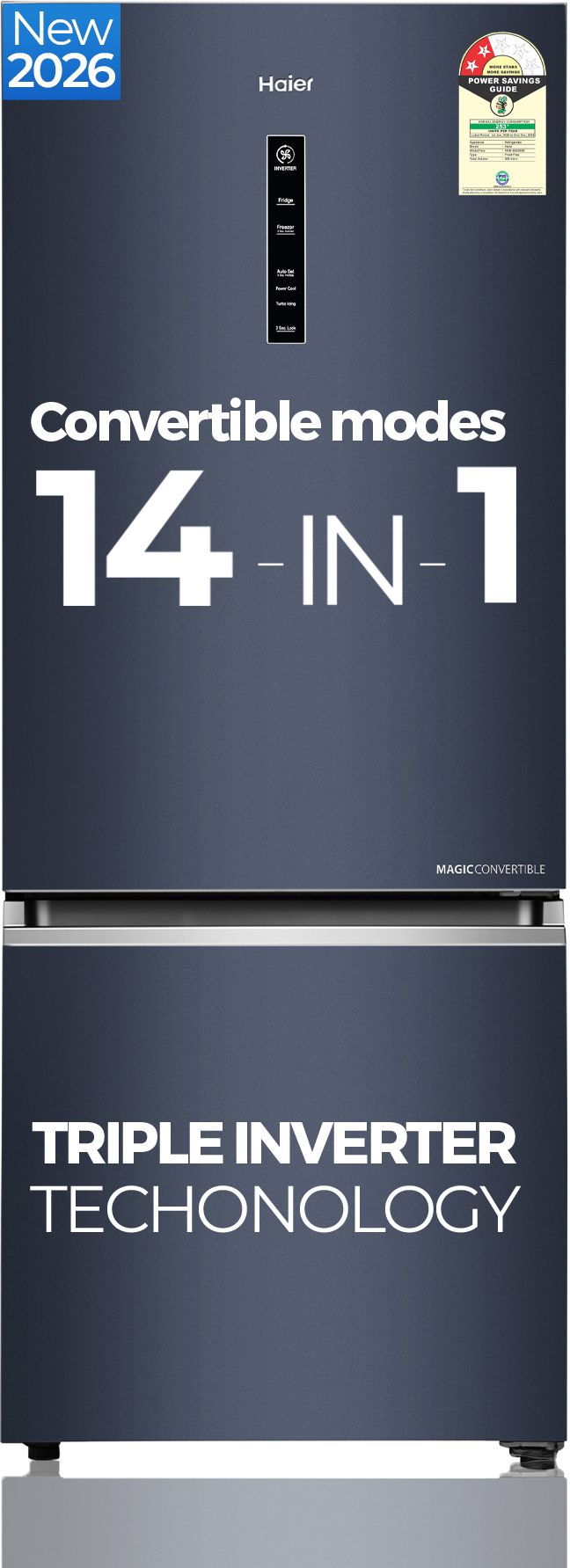 355 L Frost Free Double Door 2 Star Convertible Refrigerator with Freezer at Bottom, Triple Inverter & Dual Fan Motor Technology, External Digital Display Panel-image-36