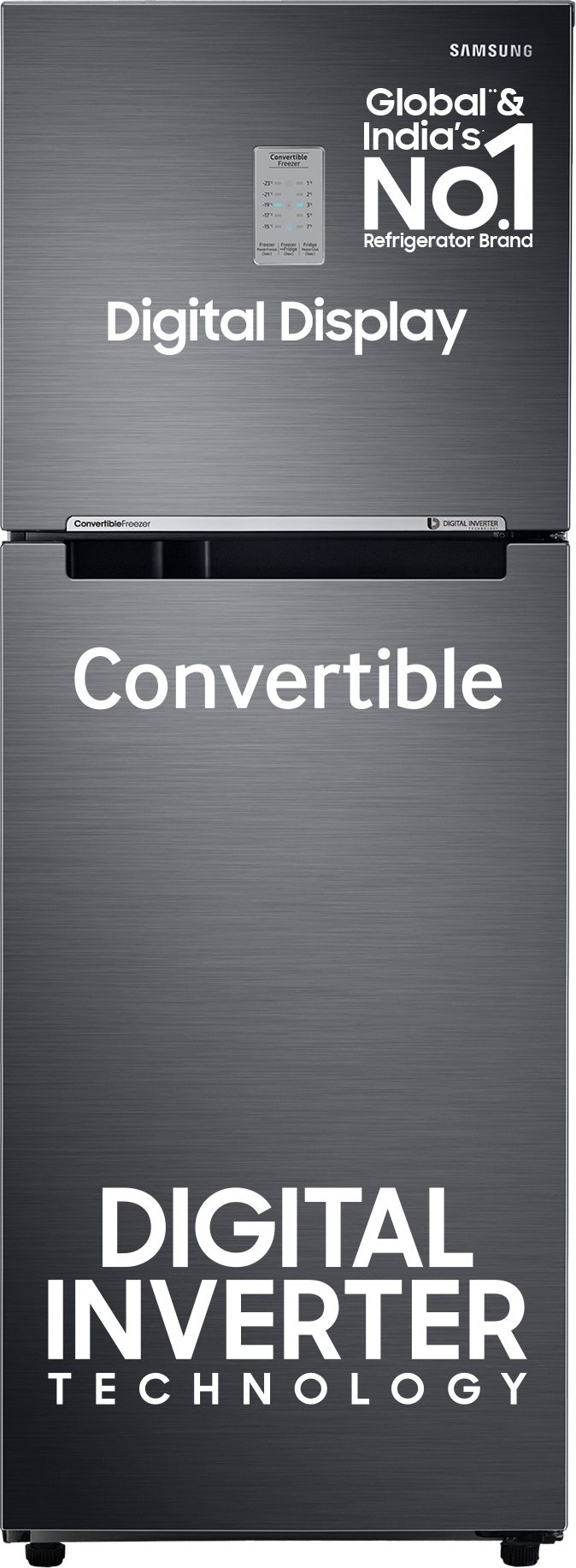 236 L Frost Free Double Door 3 Star Convertible Refrigeratorwith Digital Inverter and Display