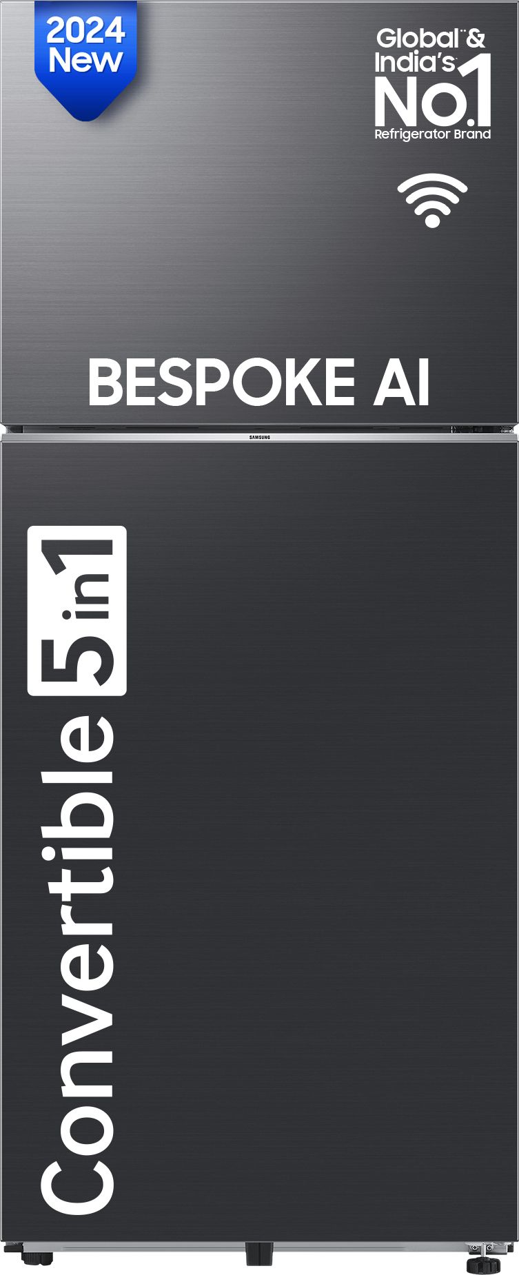 396 L Frost Free Double Door 3 Star Convertible Refrigeratorwith Convertible 5-in-1, Digital Inverter,WiFi Enabled Bespoke AI Refrigerator
