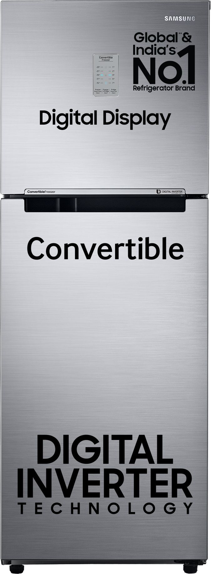 236 L Frost Free Double Door 3 Star Convertible Refrigeratorwith Digital Inverter and Display